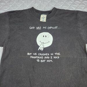 Vintage 80s God WAS My Copilot Tshirt Mens L Black Single Stitch USA Funny